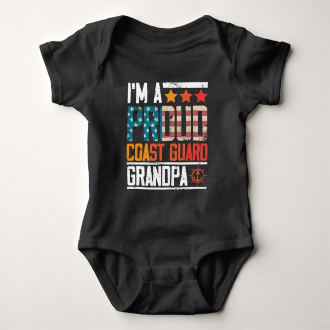 Kusten Guard Veteran Grandfather Patriot US Flagga T Shirt (Framsida)