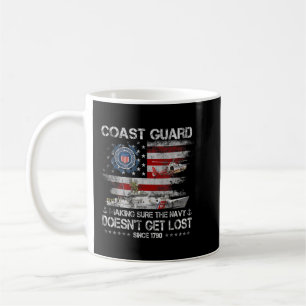 Kusten Guard Veteran Tshirt, USCG American Flagga Kaffemugg