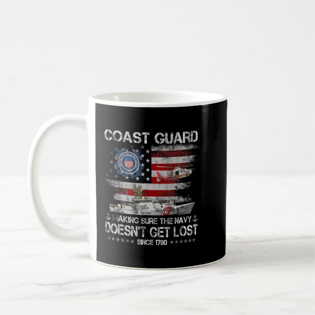 Kusten Guard Veteran Tshirt, USCG American Flagga  Kaffemugg (Vänster)
