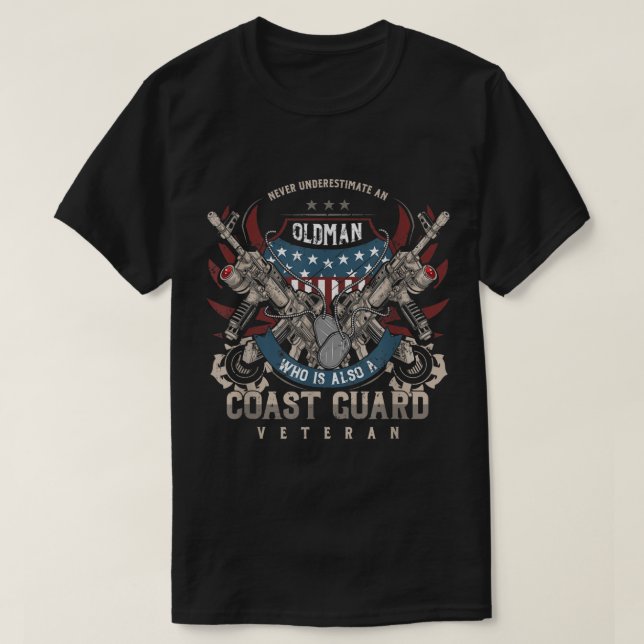 Kusten Guard Veteran underskattar aldrig veteraner T Shirt (Design framsida)