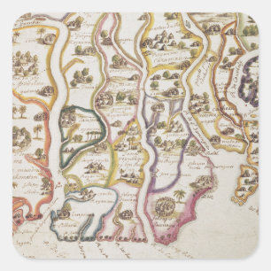 Kusten i Afrika och Gambia 1622 Fyrkantigt Klistermärke