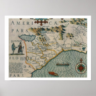 Kusten i North Carolina, närmare uppgifter om kart Poster