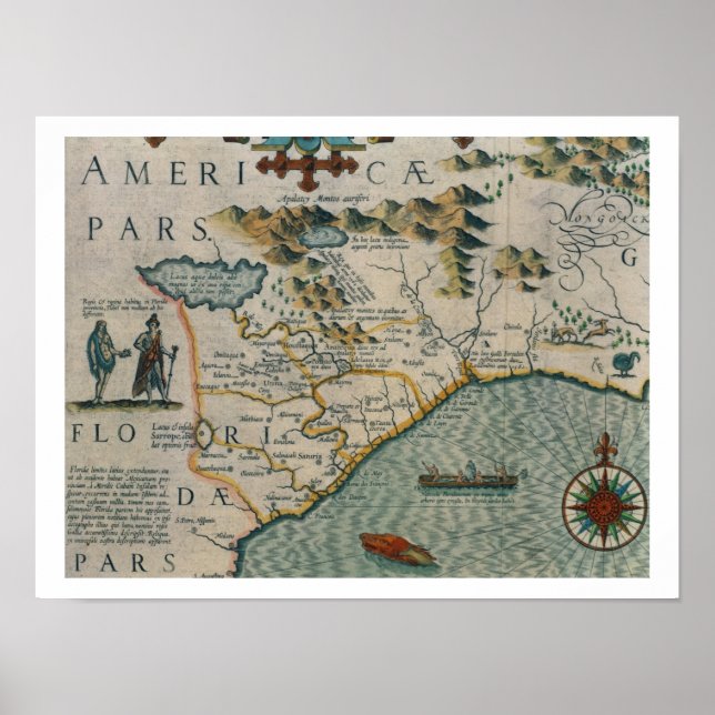 Kusten i North Carolina, närmare uppgifter om kart Poster (Framsidan)