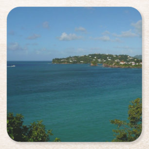 Kusten i St. Lucia Caribbean Vacation Photo Underlägg Papper Kvadrat
