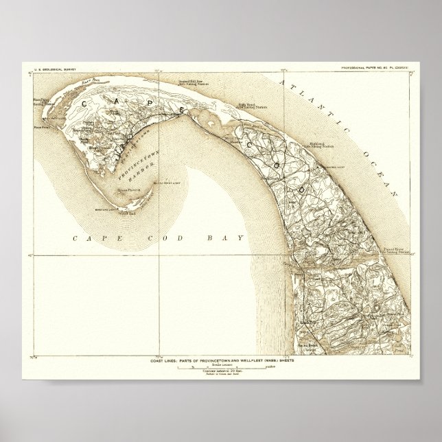 Kusten Kap Cod, provinsstaden, yttre Kap 10:8 Poster (Framsidan)