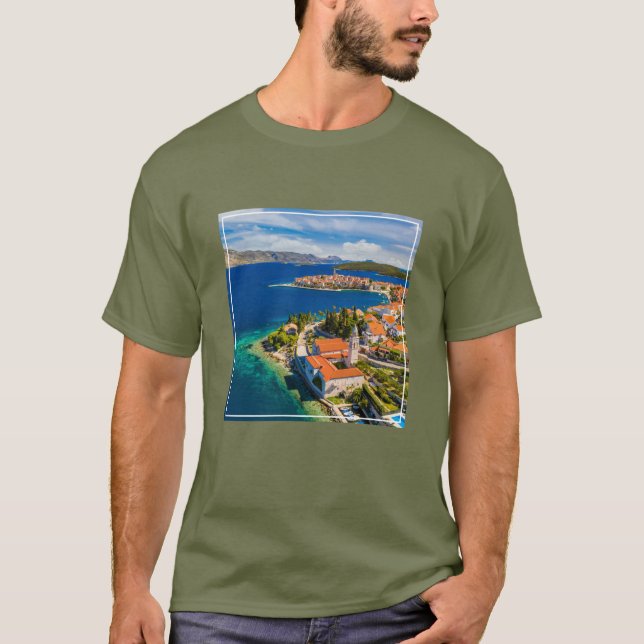 Kusten | Korcula Town, Korcula Island, Kroatien T Shirt (Framsida)