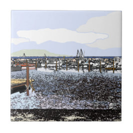 Kusten, Marseillan söder om Frankrike Kakelplatta