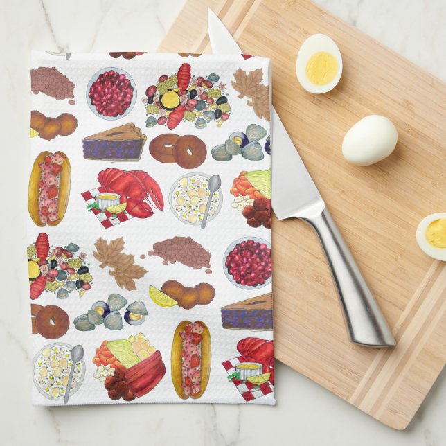 Kusten New England Mat Nordöstra USA Kökshandduk (Vikt i Fjärdedel)