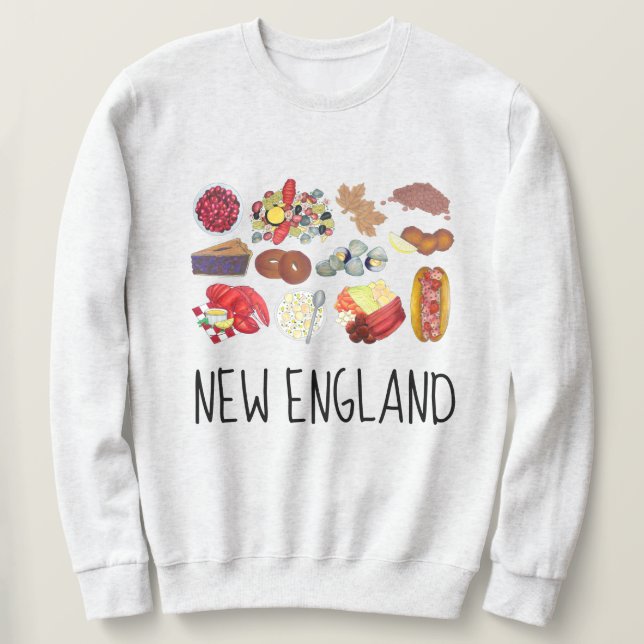 Kusten New England Mat Nordöstra USA Lång Ärmad Tröja (Design framsida)
