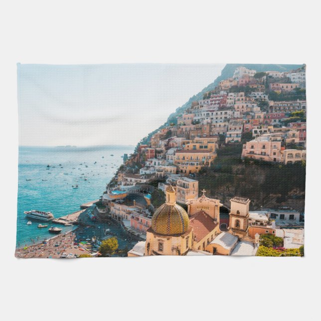 Kusten | Positano Italien, Cliffside Village Kökshandduk (Horisontell)