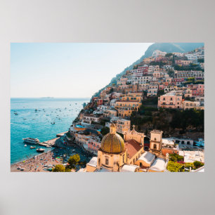 Kusten Positano Italien, Cliffside Village Poster