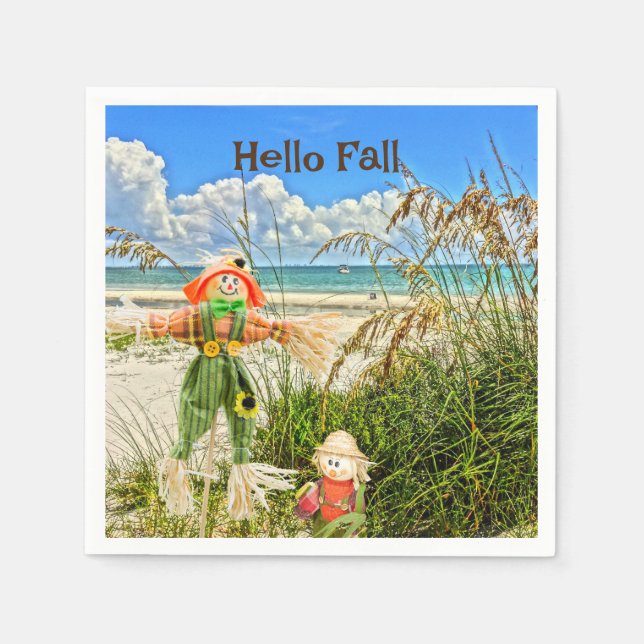 Kusten Sanibel Island Florida Beach & Fågelskrämma Pappersservett (Framsidan)