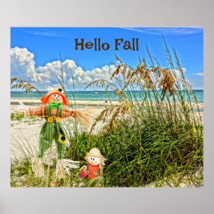 Kusten Sanibel Island Florida Beach & Fågelskrämma Poster