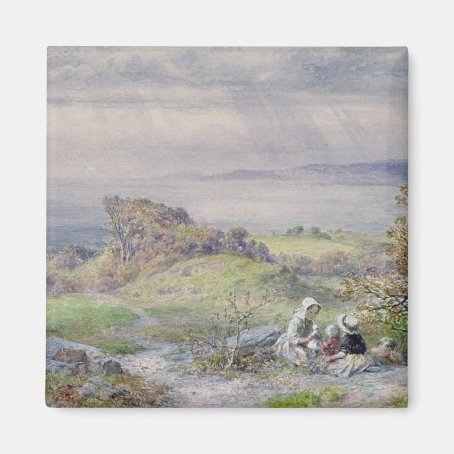 Kusten Scene med barn i förgrunden Magnet (Framsidan)