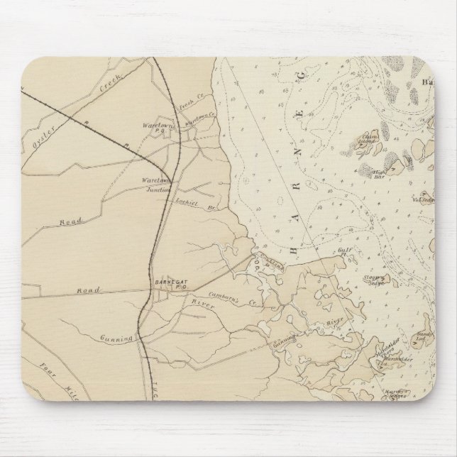 Kusten sektion Barnegat Bay till Tuckerton Chart K Musmatta (Framsidan)