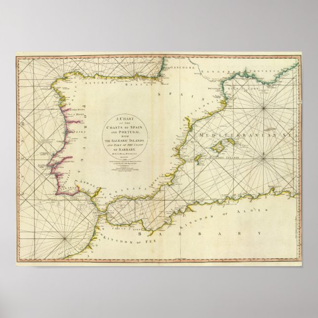 Kusten Spanien, Portugal, Barbary Poster (Framsidan)