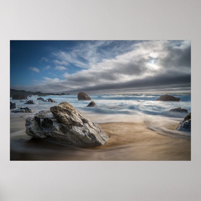 Kusten | Stormy Big Sur, Kalifornien Poster (Framsidan)