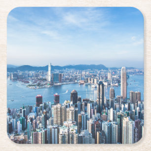 Kusten Tsim Sha Tsu, Hongkong, Asien Underlägg Papper Kvadrat