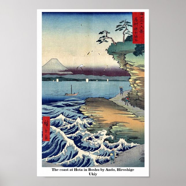 Kusten vid Hota in Boshu av Ando, Hiroshige Ukiy Poster (Framsidan)