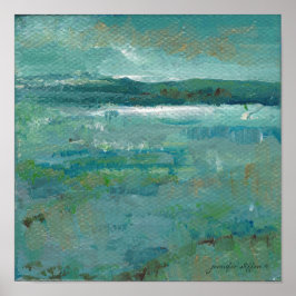 Kustens Abstrakt vid havsfärgning Glossy Poster