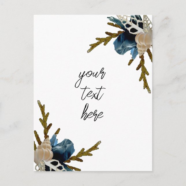 Kustens blommigt bouquet marint folderkort vykort (Framsida)