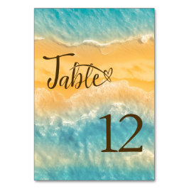 Kustens Chic Golden Sand Tur ise Vatten Bröllop Bordsnummer