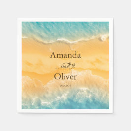 Kustens Chic Golden Sand Tur ise Vatten Bröllop Pappersservett