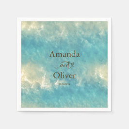 Kustens Chic Golden Sand Tur ise Vatten Bröllop Pappersservett