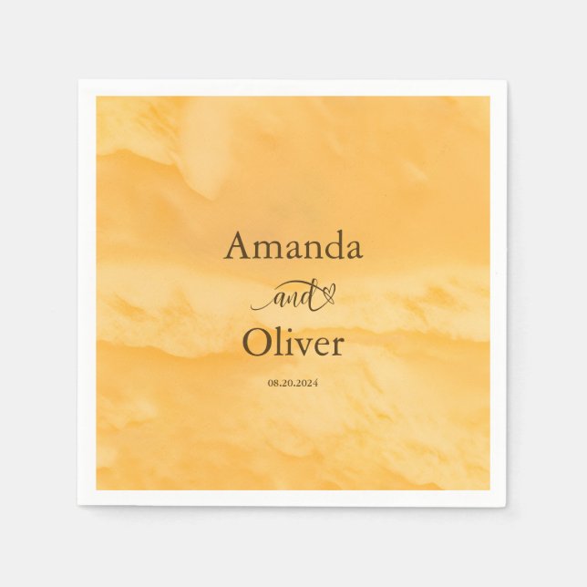 Kustens Chic Golden Sand Tur ise Vatten Bröllop Pappersservett (Framsidan)