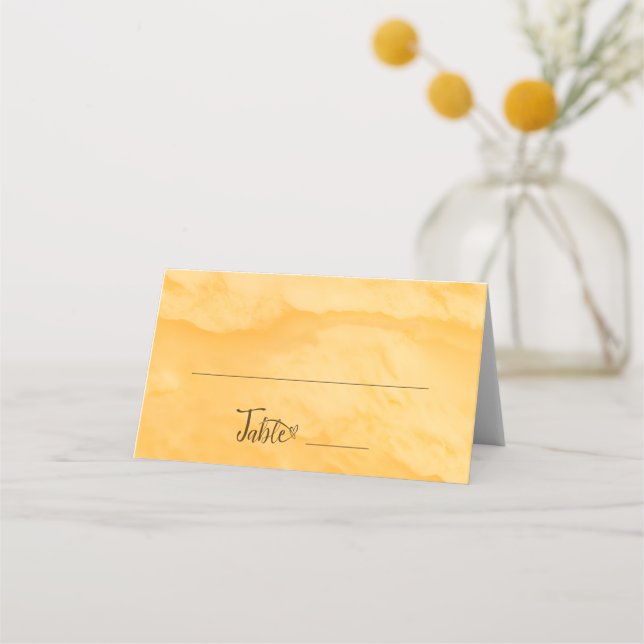 Kustens Chic Golden Sand Tur ise Vatten Bröllop Placeringskort (Framsida)