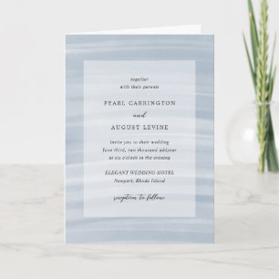 Kustens Chic Muted Blue Elegant bröllop Inbjudan