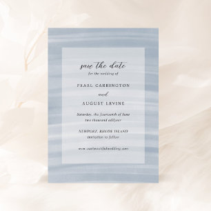 Kustens Chic Muted Blue Elegant bröllop Spara Datumet