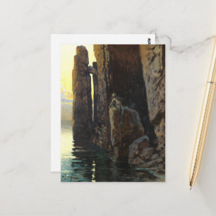 Kustens Havsjungfru Flicka Naken & Smygande Begär Vykort