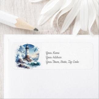 Kustens Sjölandskap fyr Returadress Etikett