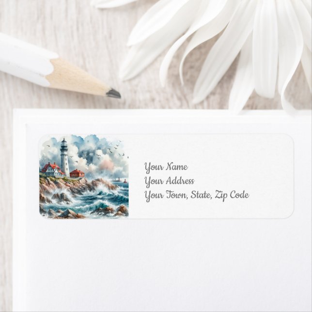 Kustens Sjölandskap fyr Returadress Etikett (Insitu)