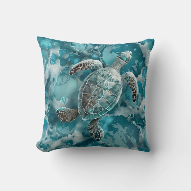 Kusteseafoam Aqua Ocean Turtle Dekorativ kudde (Framsida)