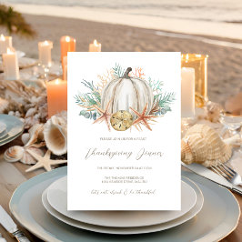 Kustfallspumpkin Seashells Thanksgiving Middag Inbjudningar