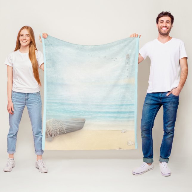 Kustfångsscen med ett fiskefartyg fleecefilt (På plats)