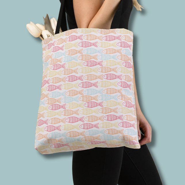 Kustfångst fiskmönster tygkasse (Coastal catch fish pattern tote bag)