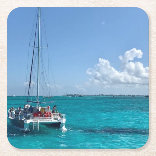 Kustfartyg "för Cayman Islands" karibisk Underlägg Papper Kvadrat (Framsidan)