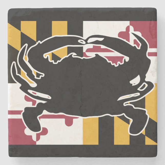 Kustfartyg för Maryland flagga-/krabbamarmor Underlägg Sten (Framsidan)