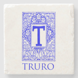 Kustfartyg för sten för Truro blåttMonogram Underlägg Sten