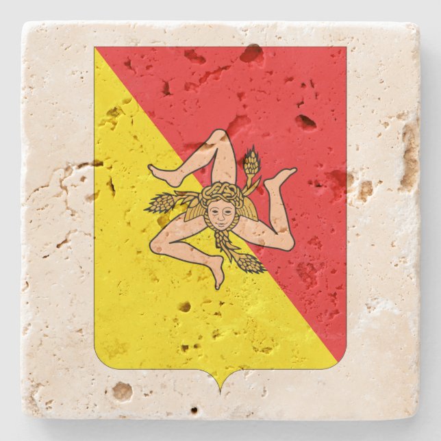 Kustfartyg för Travertine för Sicily vapensköldvin Underlägg Sten (Framsidan)