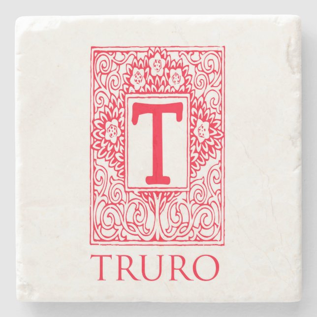 Kustfartyg för Truro röd Monogramsten Stenunderlägg (Framsidan)