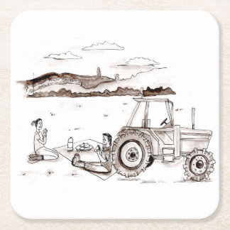 Kustfartyg - lantgårdpicknick underlägg papper kvadrat