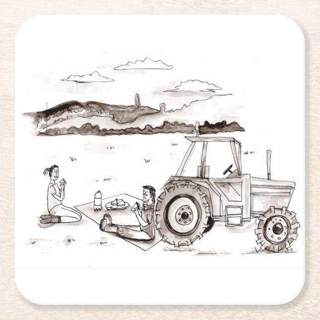 Kustfartyg - lantgårdpicknick underlägg papper kvadrat (Framsidan)