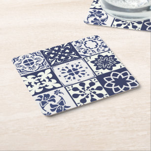Kustfartyg med det Azulejos mönster Underlägg Papper Kvadrat
