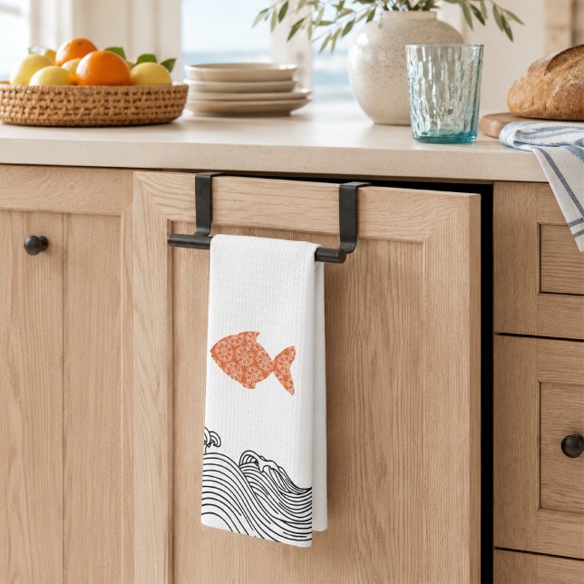 Kustfisk & vågor kökshandduk (Skapare uppladdad)