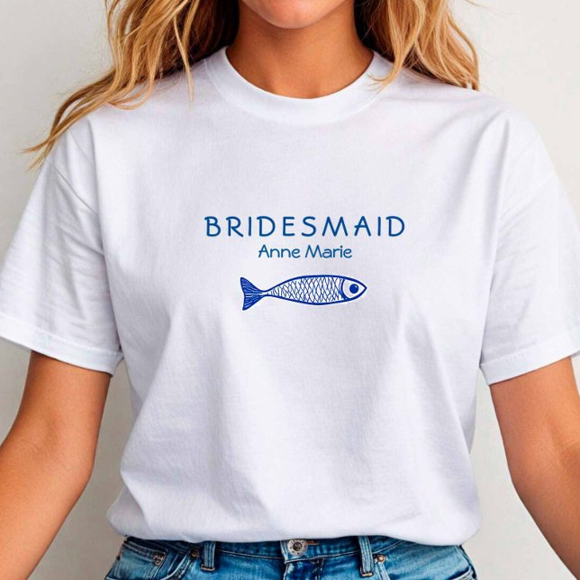 Kustfiskblått och vitt Bröllopsfest T Shirt (Coastal Fish Tshirt)