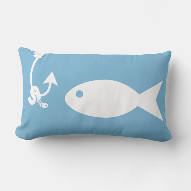 Kustfisksilhuetter och Mask | Monogram Lumbarkudde (Framsida)